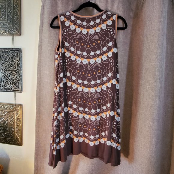 Brown, Orange, & White Midi Tank Dress - Picture 2 of 4